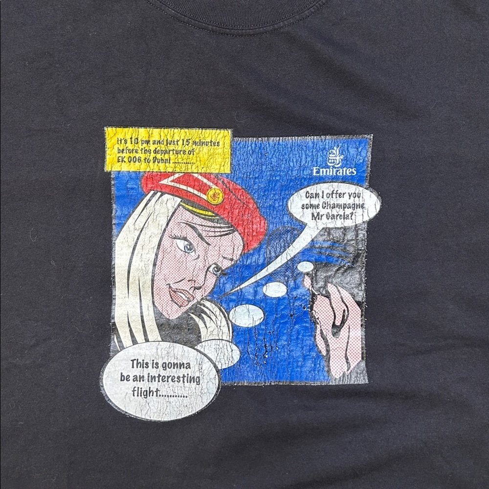 Emirates Black Tee with Comic Graphic Design - Picture 2 of 6